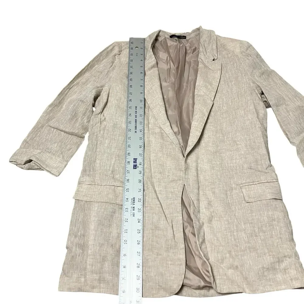 Harve Benard Blazer WMNS 12‎ Beige Linen Blend Open 3/4